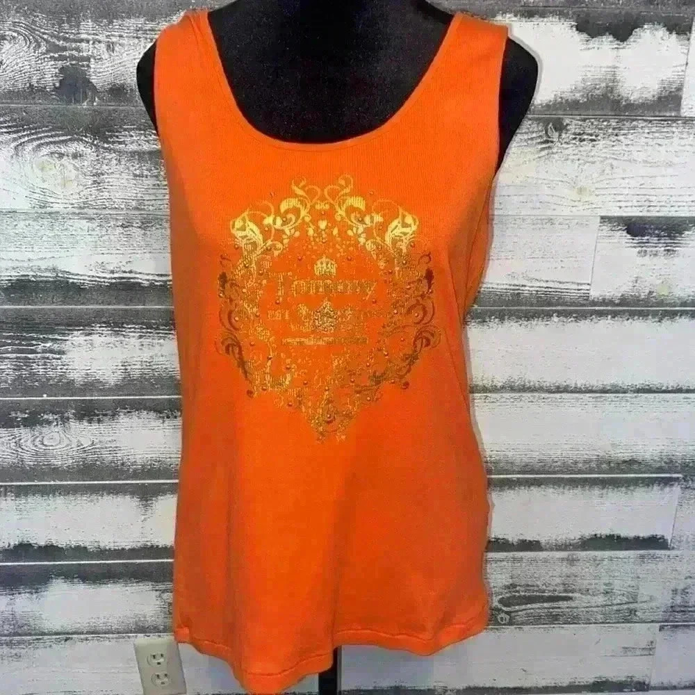 Tommy Hilfiger Orange with Gold Lettering Tank size XL